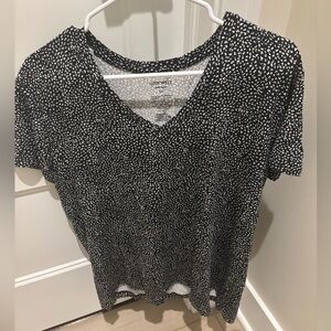 Nine West Speckled Black and White Short Sleeve Top